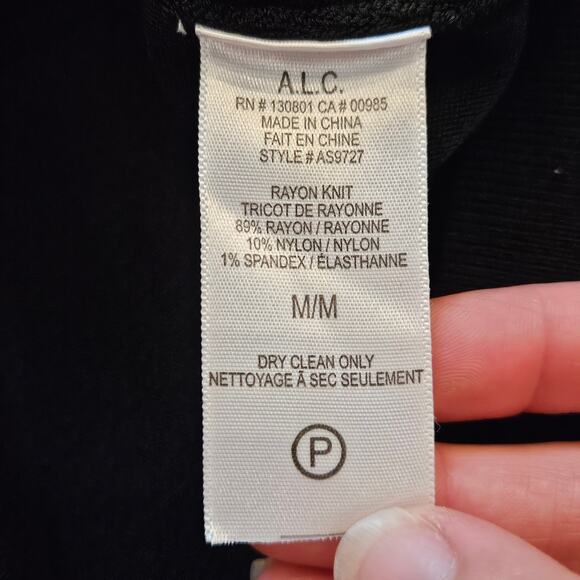 A.L.C. Kerry Ponte Knit Fit-and-Flare Dress Womens M Black Workwear Chic Minimal - Picture 10 of 10
